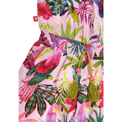 Detailansicht des Bundes mit Zierquaste am Jungle-Jumpsuit von Bondi – online bei Bärechind Kinderkleider Schweiz