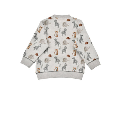 Nachhaltiges Bondi Kinder Sweatshirt Safariallover mit Safari-Motiv – Rückansicht, erhältlich im Bärechind Winterthur Schweiz