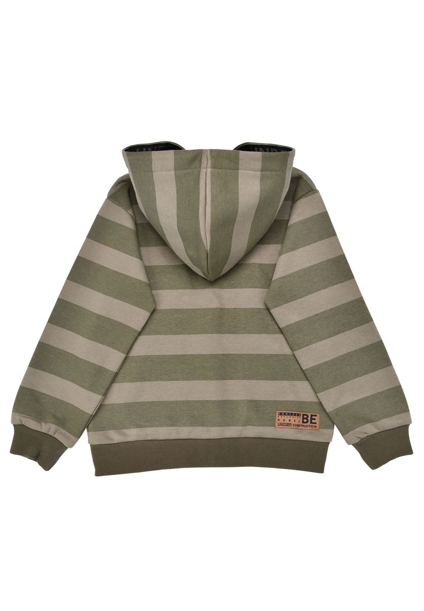 Rückseite der grün gestreiften Bondi Sweatjacke mit Kapuze bei Bärechind Winterthur Zürich Schweiz