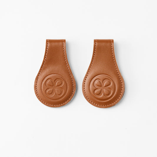 Leder Magnet Clips 2e Set, brown