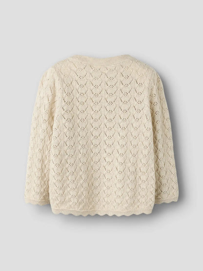 NAME IT beiger Strickcardigan mit Erdbeerprint Rückansicht, im Bärechind Winterthur Zürich Schweiz kaufen
