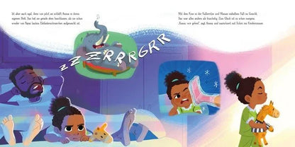 Amma zieht mit ihrem Kuscheltier-Team ins eigene Bett um, Illustration aus dem Buch