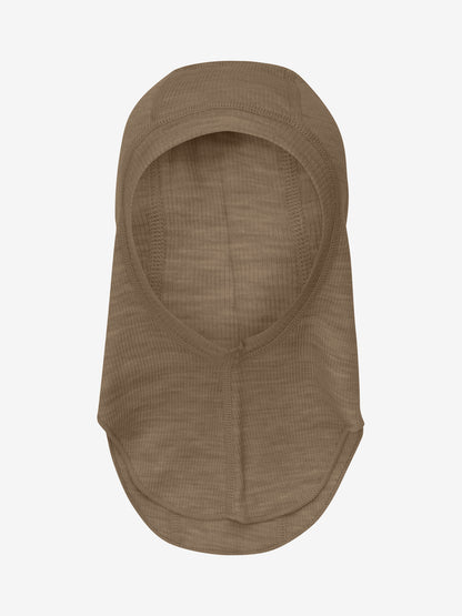 CeLaVi Balaclava doppellagig aus Wolle in cocoa creme – Rückansicht, Bärechind Winterthur, Zürich, Schweiz.