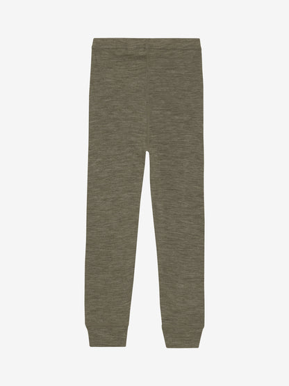 Rückansicht der CeLaVi Leggings aus Wolle – Farbe Dusky Green, im Bärechind in Winterthur, Zürich, Schweiz.