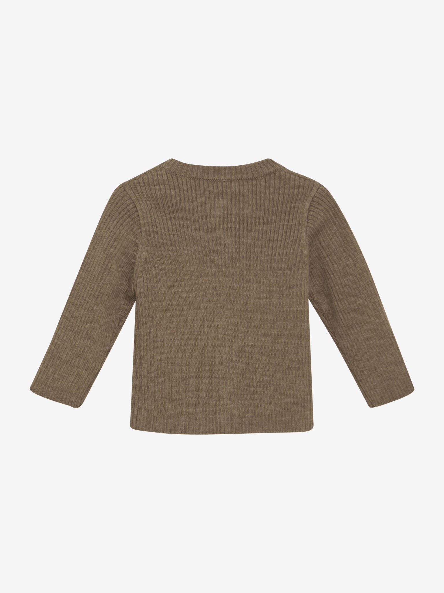 Rückansicht der Cocoa braunen CeLaVi Strickjacke – zu kaufen im Bärechind in Winterthur, Zürich, Schweiz.