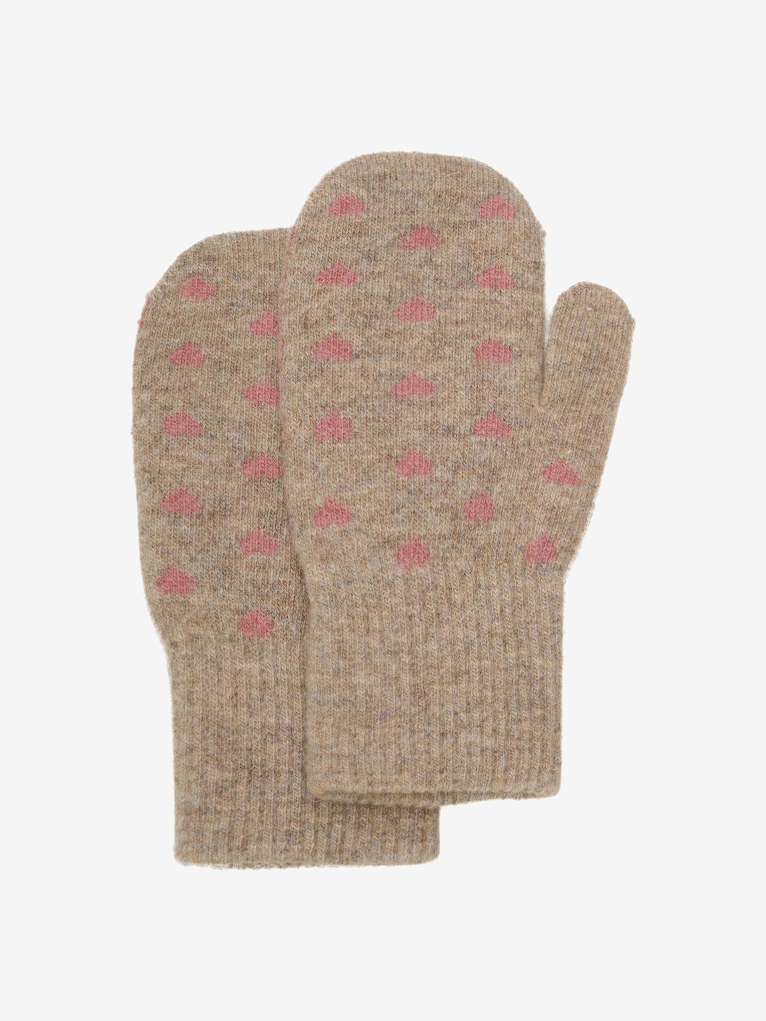 CeLaVi Kinder Wollfäustlinge in Beige mit Herzchen – warme Winterfäustlinge, erhältlich im Bärechind Winterthur Schweiz