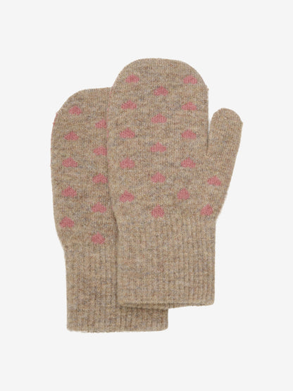 CeLaVi Kinder Wollfäustlinge in Beige mit Herzchen – warme Winterfäustlinge, erhältlich im Bärechind Winterthur Schweiz
