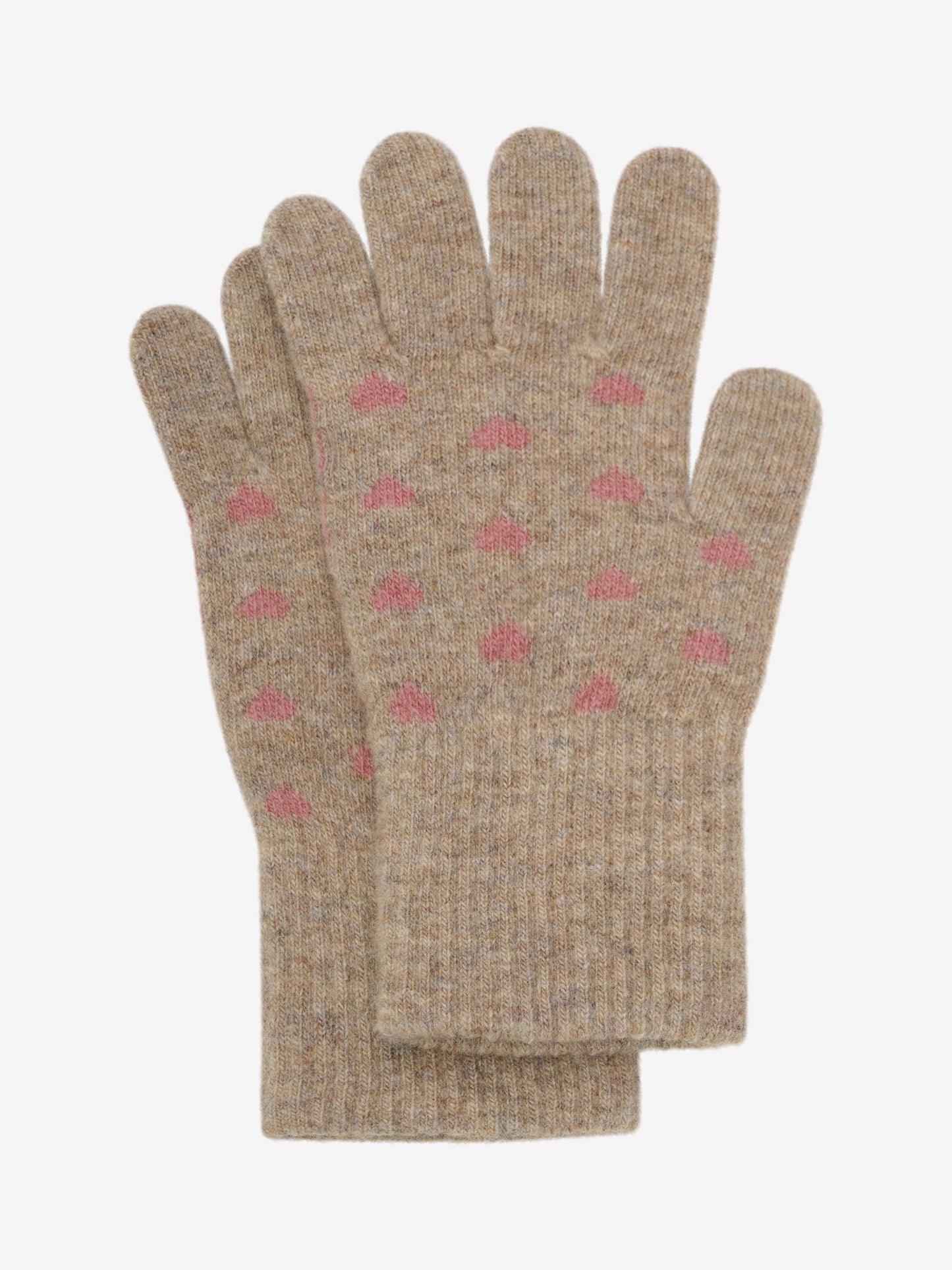 CeLaVi Kinder Wollhandschuhe in Beige mit Herzchen-Muster – warme Winterhandschuhe, erhältlich im Bärechind Winterthur Schweiz
