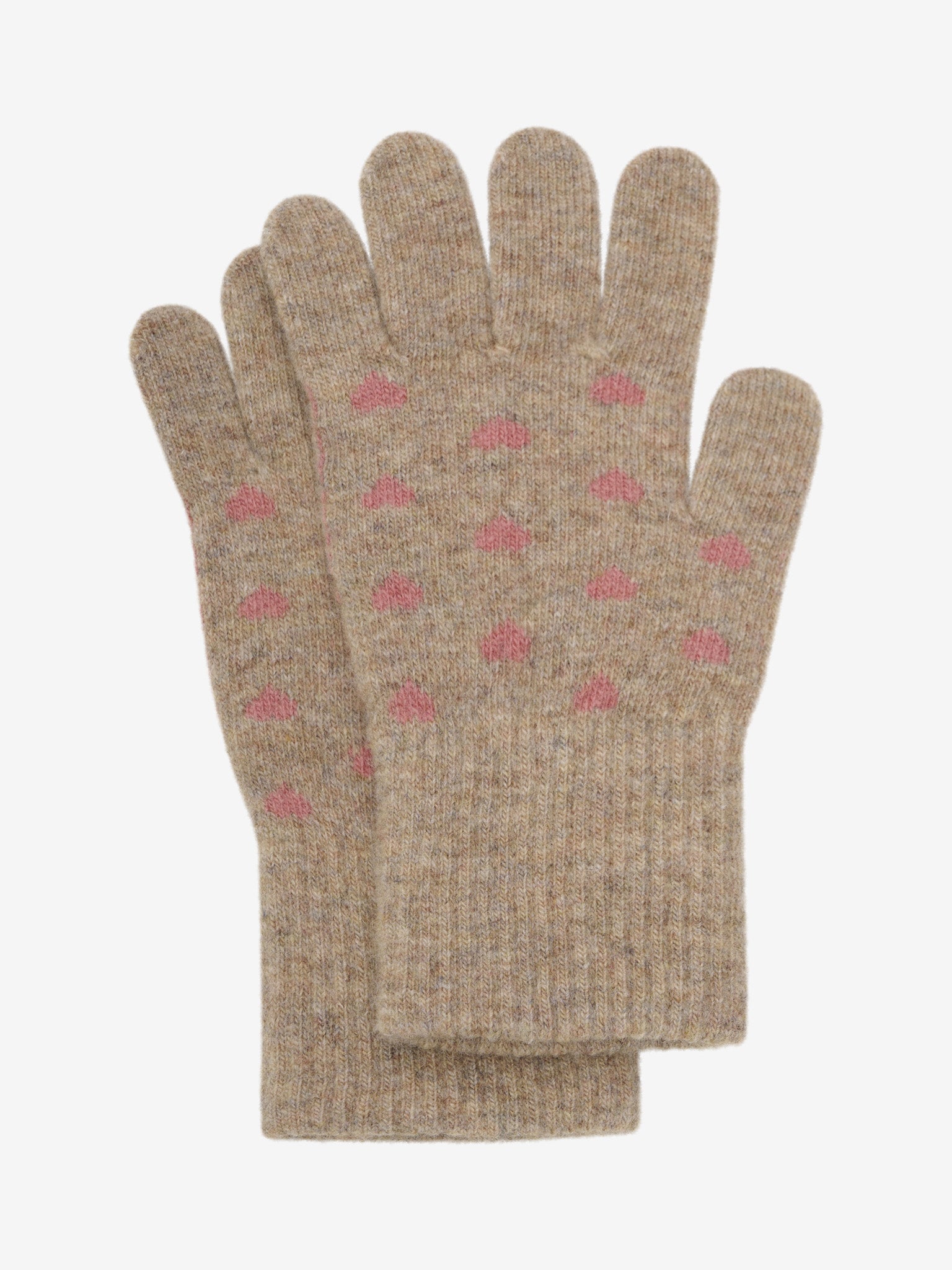 CeLaVi Kinder Wollhandschuhe in Beige mit Herzchen-Muster – warme Winterhandschuhe, erhältlich im Bärechind Winterthur Schweiz
