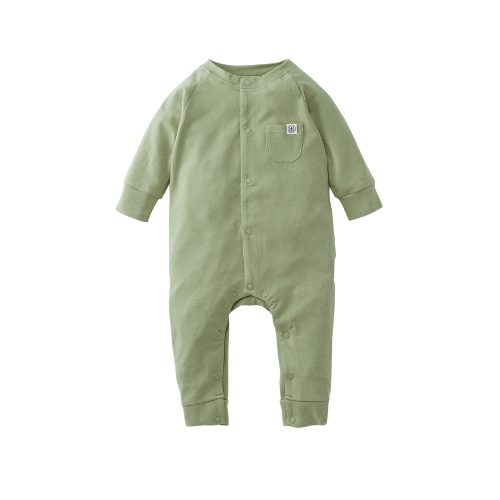 Cloby Baby Strampler aus Bio-Baumwolle in Sage Green, nachhaltig und weich für Babys
