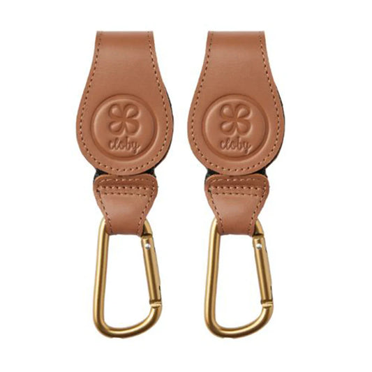 Cloby Kinderwagen Clips mit Karabiner aus Kunstleder im 2er Set