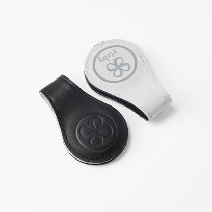 Cloby Kinderwagen Clips aus Kunstleder in Schwarz und Hellgrau