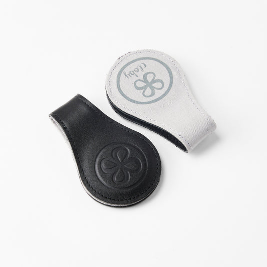 Cloby Kinderwagen Clips aus Kunstleder in Schwarz und Hellgrau