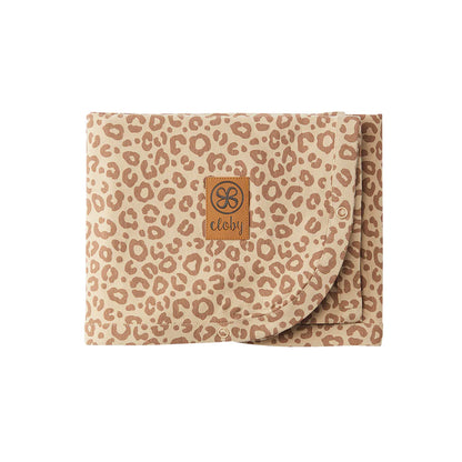 Cloby UV Tuch mit Leopardenprint als Sonnenschutz für Kinderwagen und Trage im nachhaltigen Kinderladen Bärechind Winterthur Schweiz.