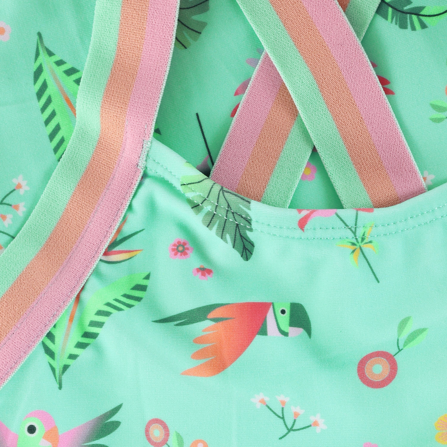 Detail Jungle Muster Color Kids Badeanzug mint nachhaltige Kinderkleidung