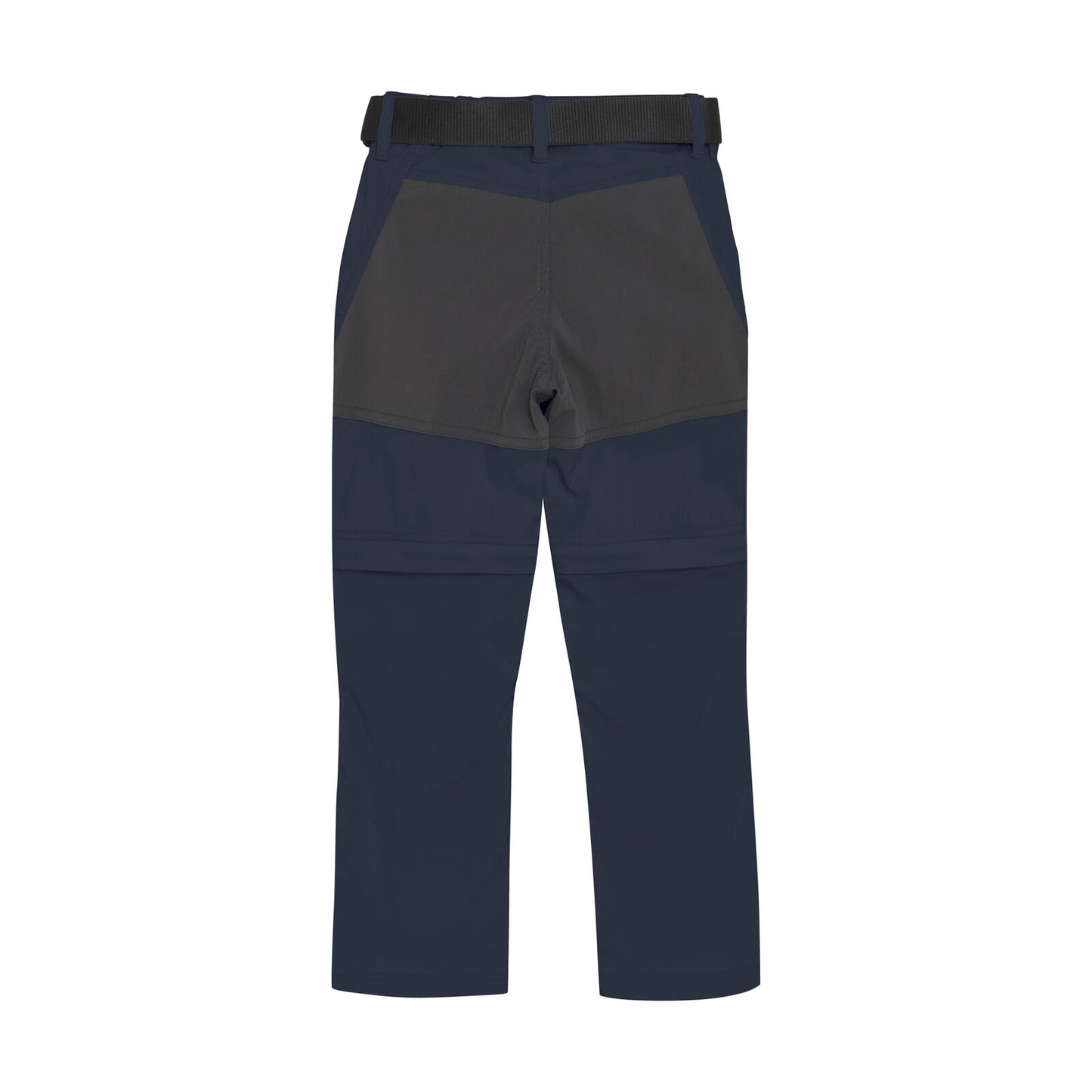 Detailaufnahme der verstärkten Knie- und Gesässpartie der Color Kids Outdoor-Hose mit Zip-Off-Funktion. Perfekt für aktive Kinder in Winterthur, Zürich, Schweiz.