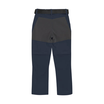 Detailaufnahme der verstärkten Knie- und Gesässpartie der Color Kids Outdoor-Hose mit Zip-Off-Funktion. Perfekt für aktive Kinder in Winterthur, Zürich, Schweiz.
