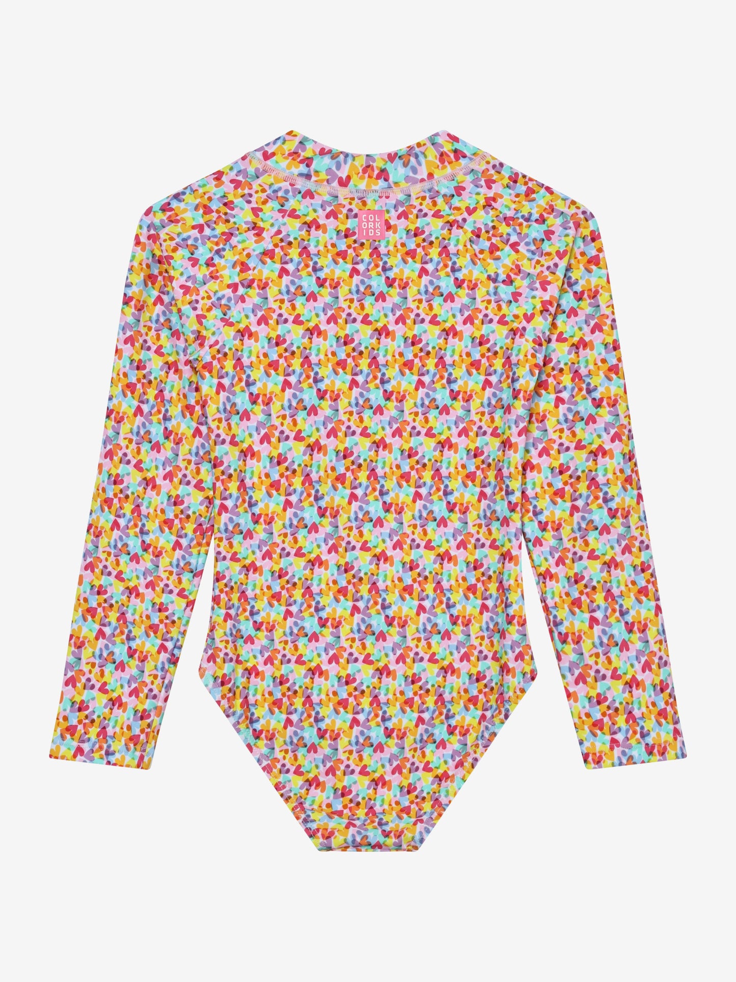 Color Kids UV Anzug Rückseite bunt mit Herzen Kinder Badebekleidung Schweiz