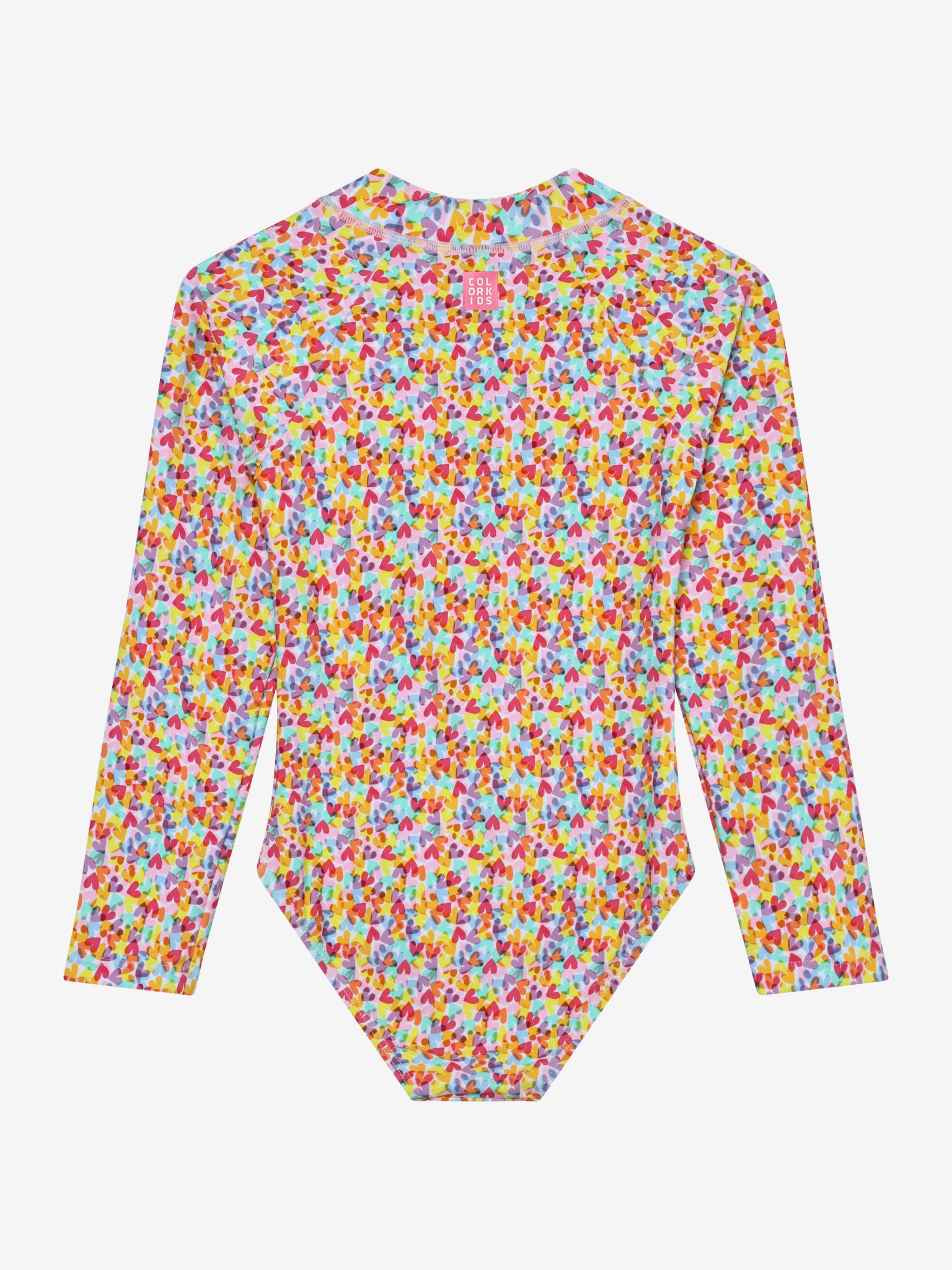 Color Kids UV Anzug Rückseite bunt mit Herzen Kinder Badebekleidung Schweiz