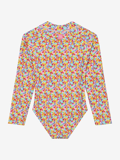 Color Kids UV Anzug Rückseite bunt mit Herzen Kinder Badebekleidung Schweiz