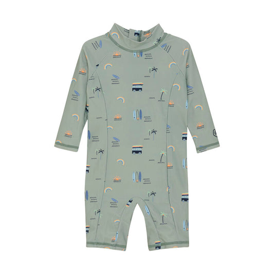 Color Kids UV-Anzug für Babys – langarm, Vorderansicht mit Allover-Muster