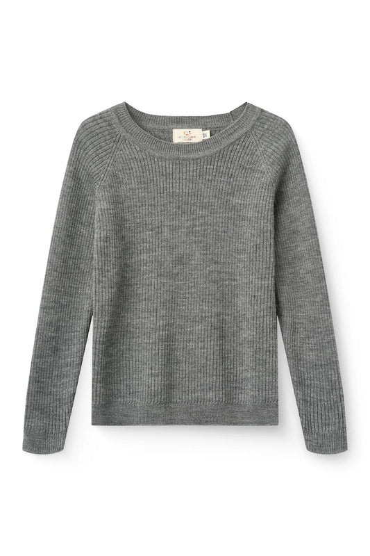 Copenhagen Colors Merino Wollpullover für Kinder in Grau meliert aus 100% Merinowolle, Bärechind Winterthur, Zürich, Schweiz.