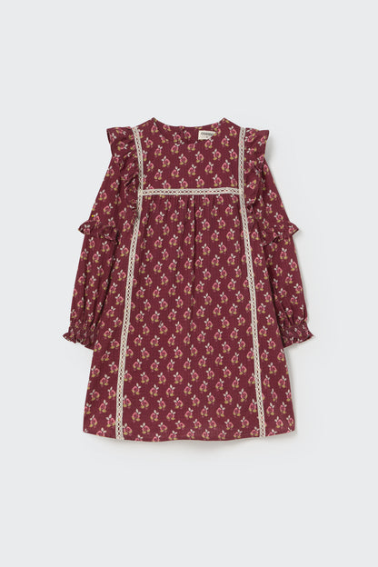 Bloom textured dress in Dunkelrot – Vorderansicht