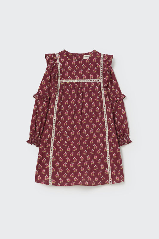 Bloom textured dress in Dunkelrot – Vorderansicht
