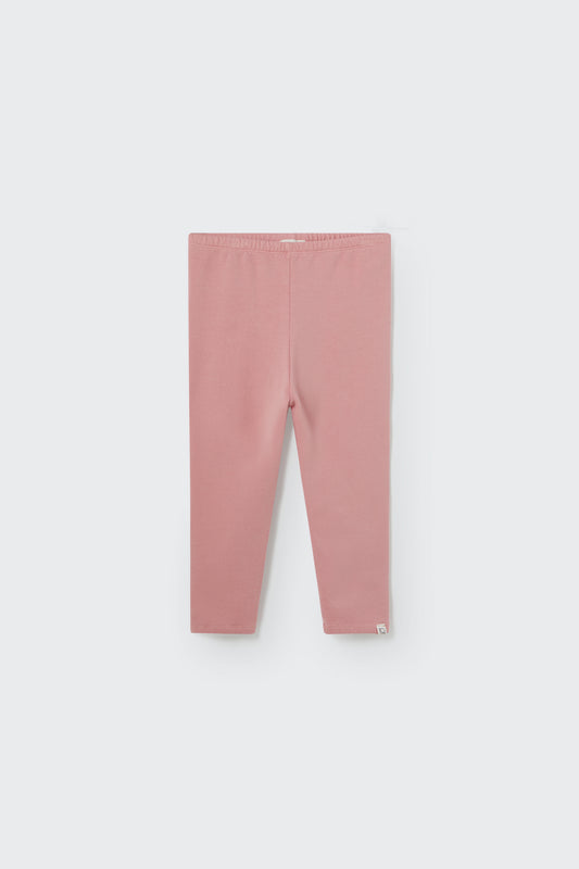 Soft brushed fleece leggings in Rose-Tea – Vorderansicht flachliegend