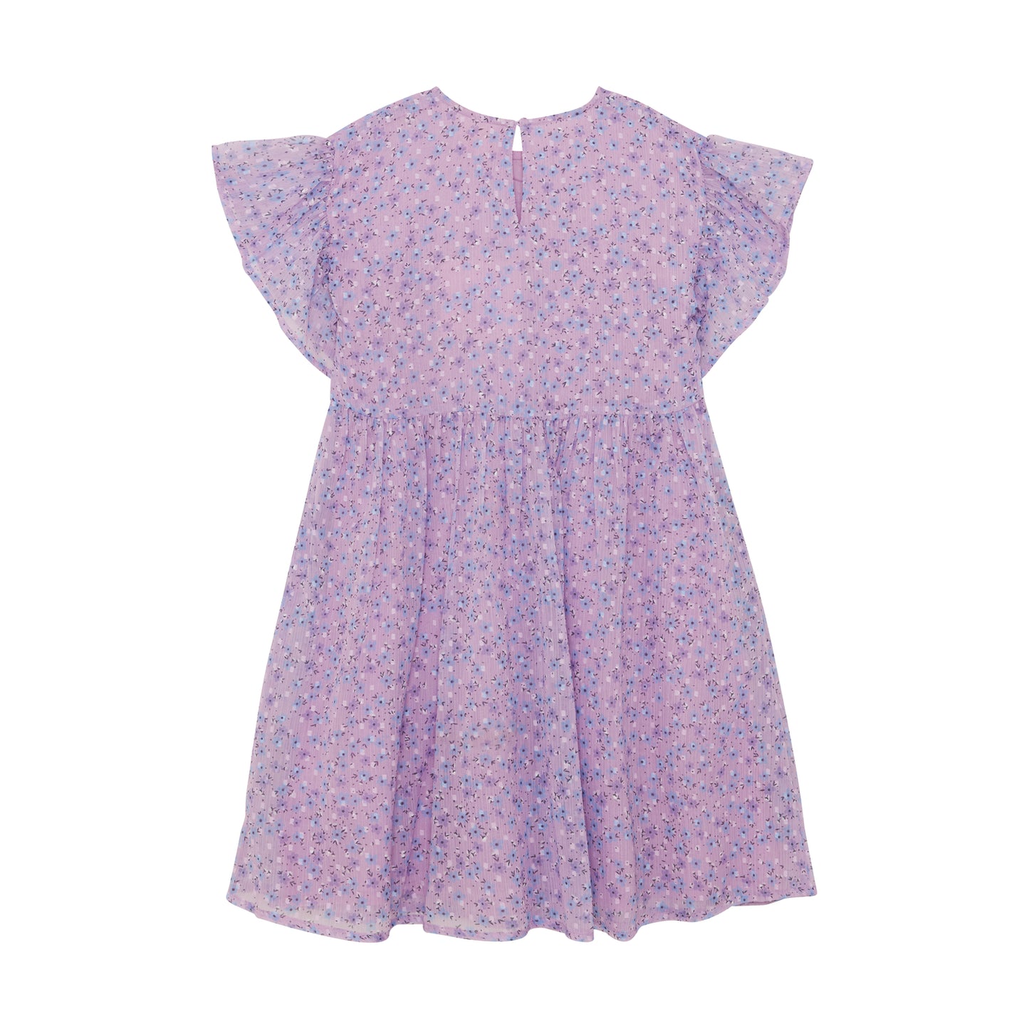 Rückansicht vom Creamie Kinder Blumenkleid Dobby Flower, nachhaltige Kindermode im Bärechind Winterthur, Zürich, Schweiz