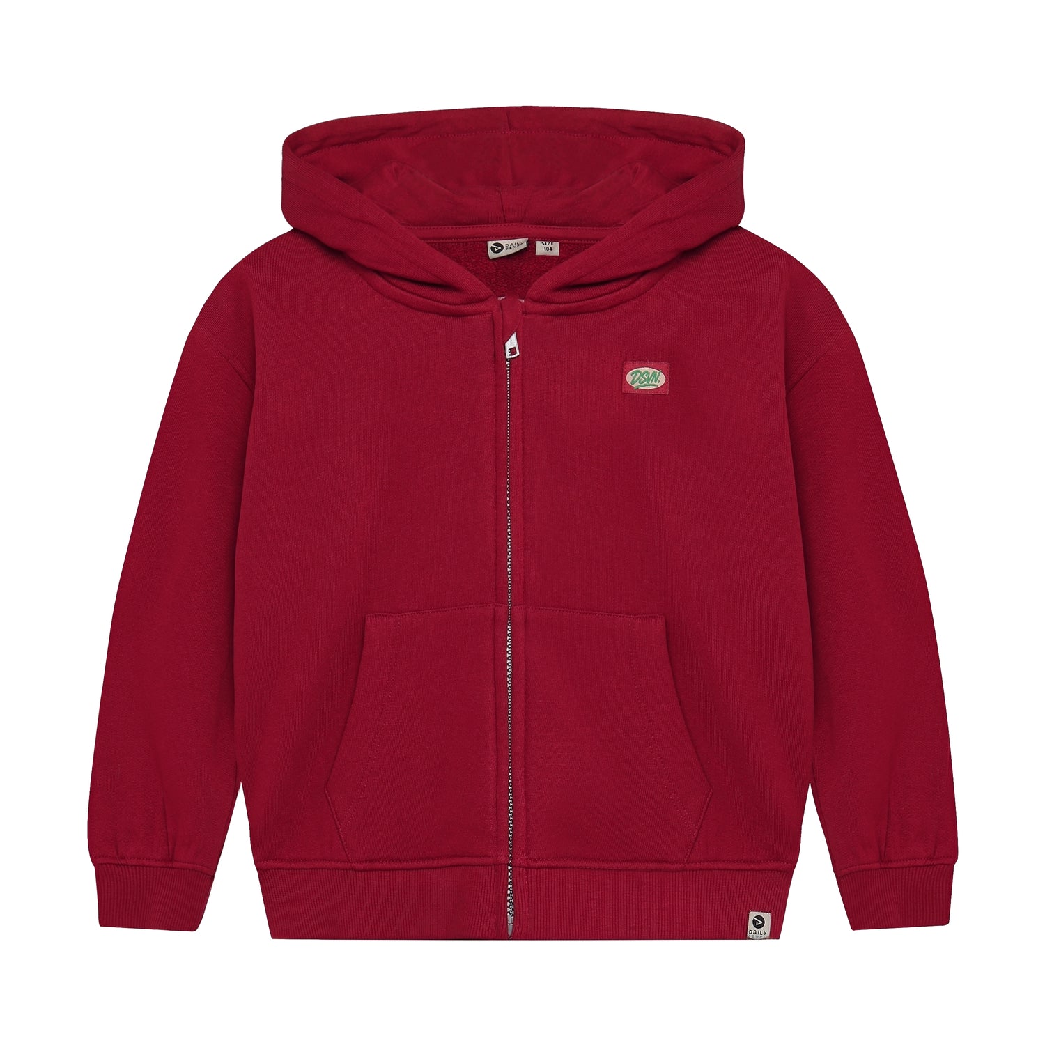 Rote Hoodie Jacke mit Kapuze und durchgehendem Reissverschluss für Kinder