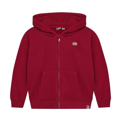 Rote Hoodie Jacke mit Kapuze und durchgehendem Reissverschluss für Kinder