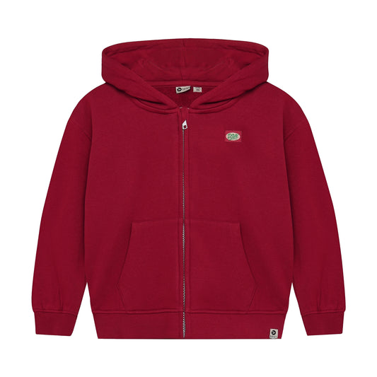 Rote Hoodie Jacke mit Kapuze und durchgehendem Reissverschluss für Kinder