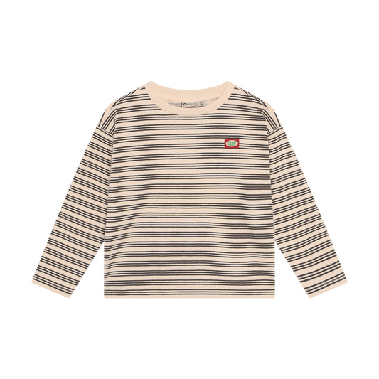 Daily Seven Langarmshirt Streifen in Creme mit Patch