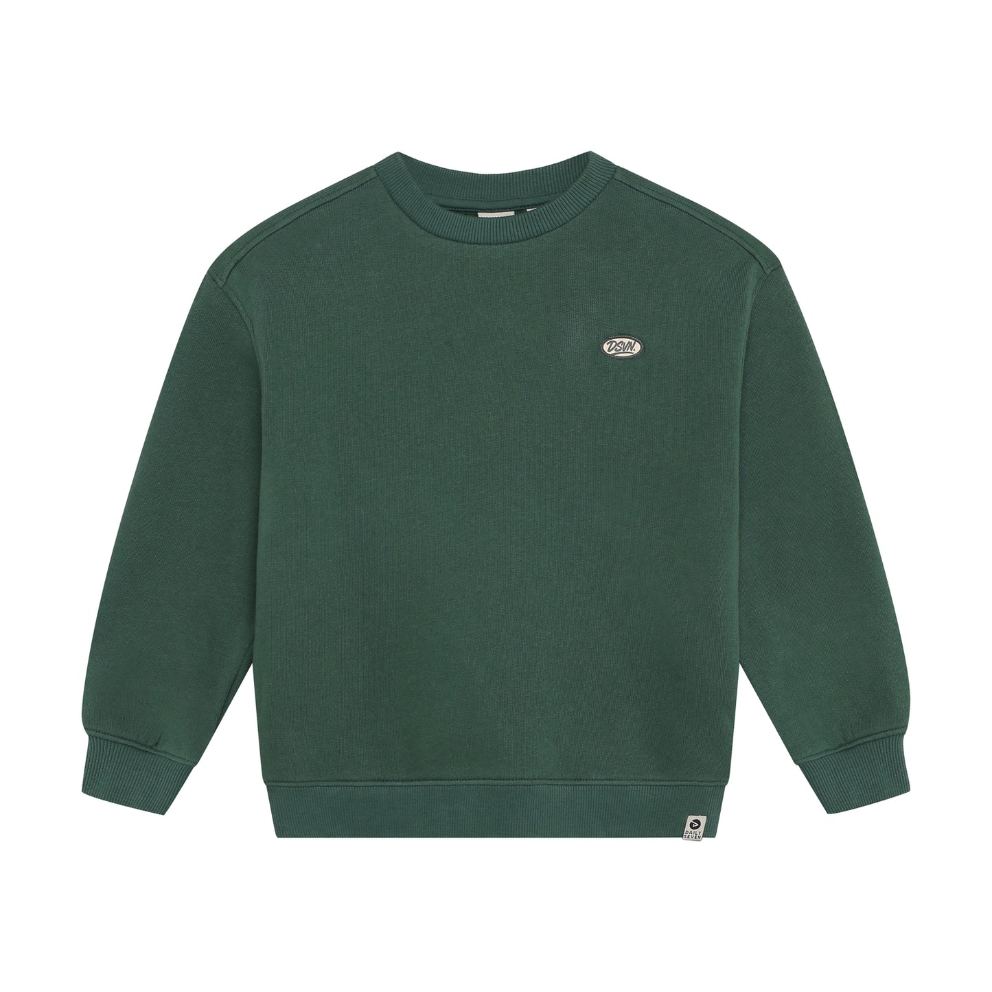 Grünes Oversized Sweatshirt mit dezentem Daily Seven Logo für Kinder