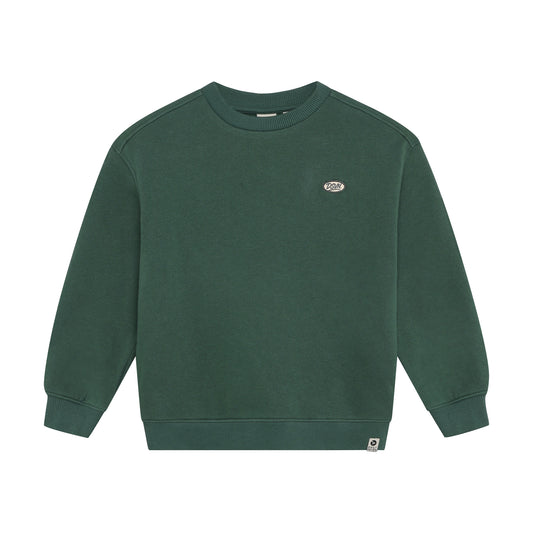 Grünes Oversized Sweatshirt mit dezentem Daily Seven Logo für Kinder