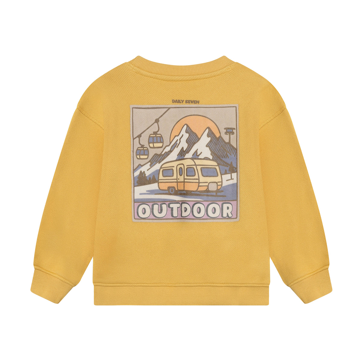 Kinder Sweatshirt mit grossem Print aus Bergen und Gondeln, Rückansicht