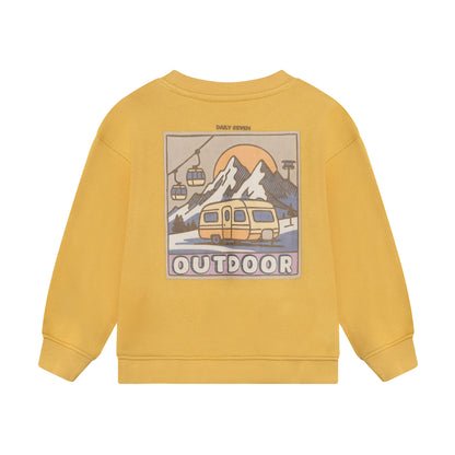 Kinder Sweatshirt mit grossem Print aus Bergen und Gondeln, Rückansicht