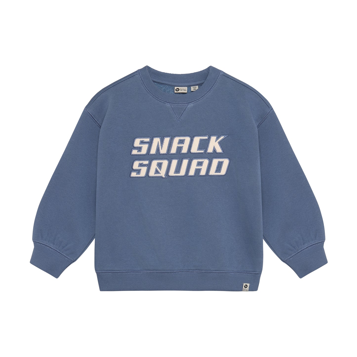 Blaues Oversized Sweatshirt mit Snack Squad Print für Kinder