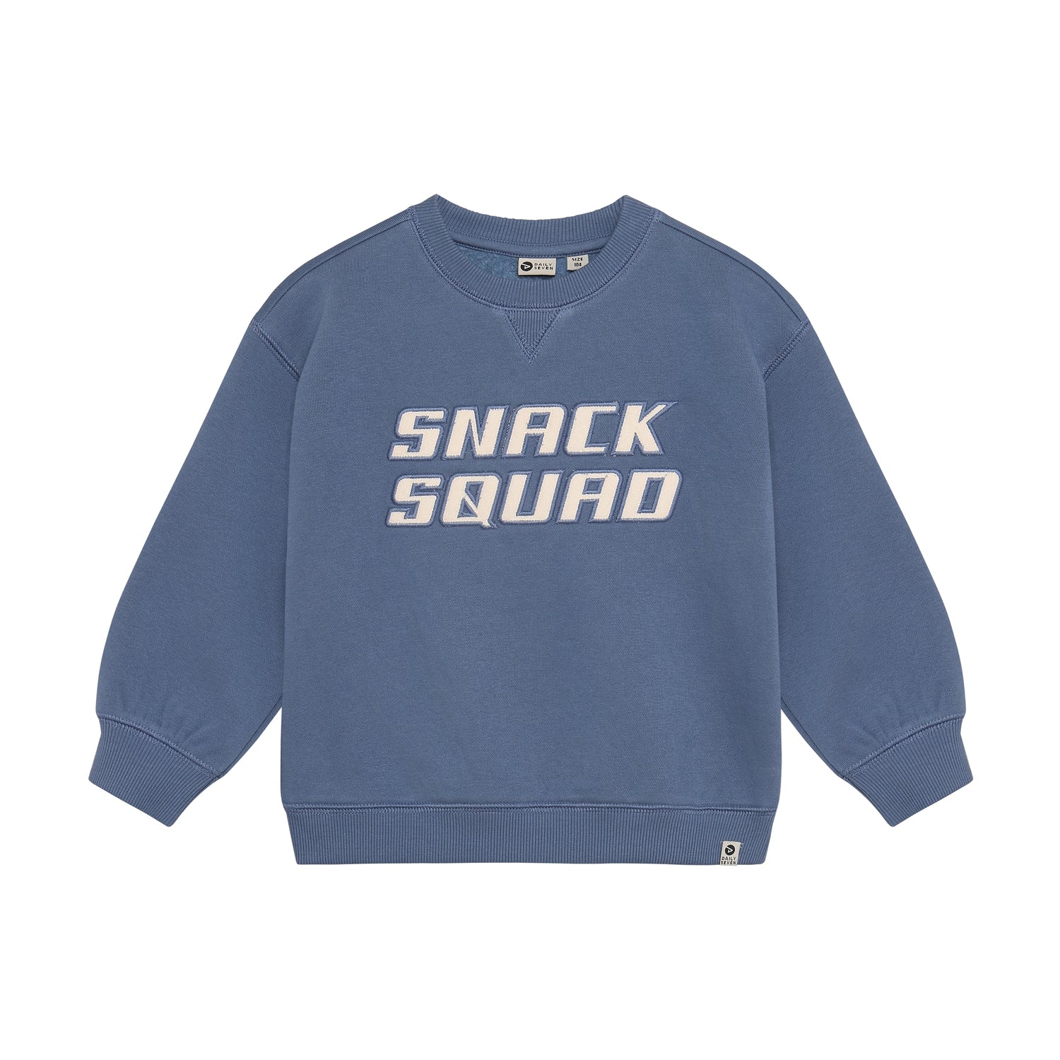 Blaues Oversized Sweatshirt mit Snack Squad Print für Kinder