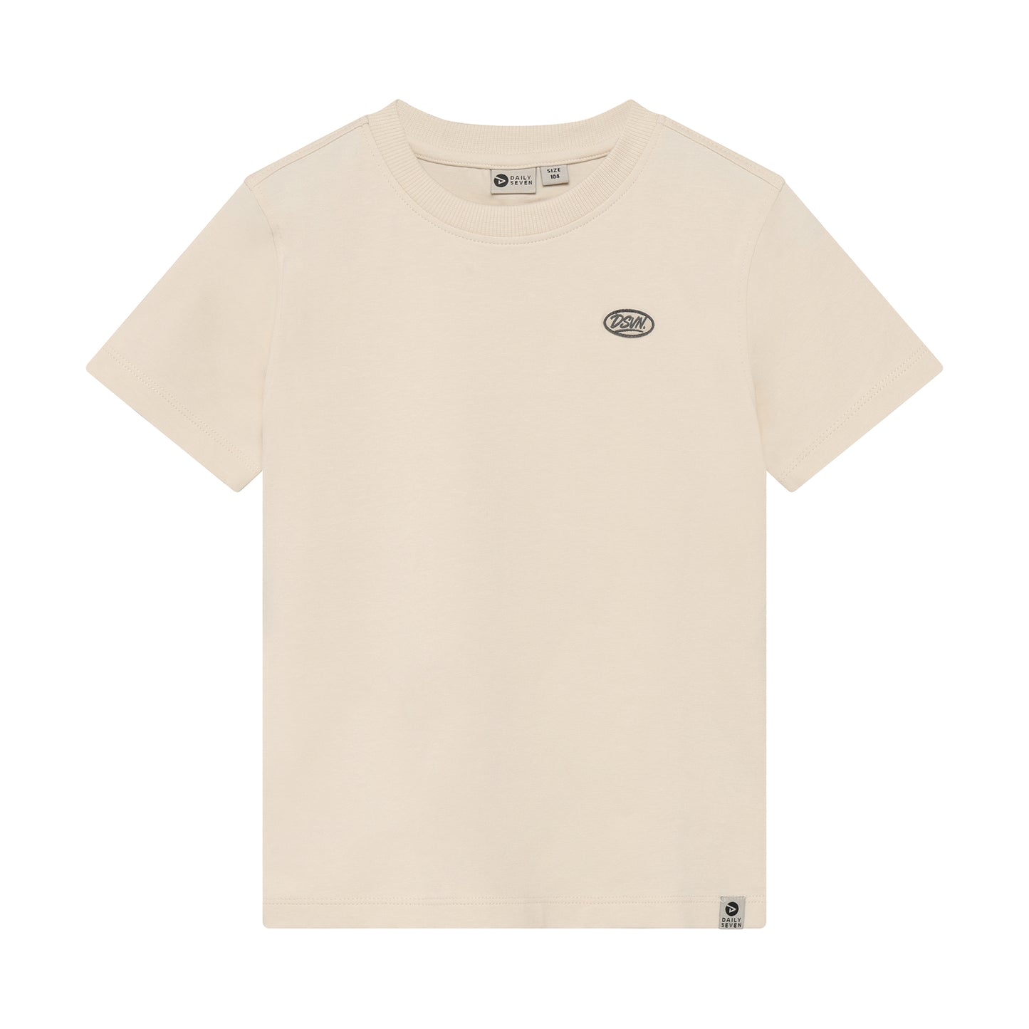 Cremefarbenes T-Shirt Basic für Kinder mit kleinem Daily Seven Logo