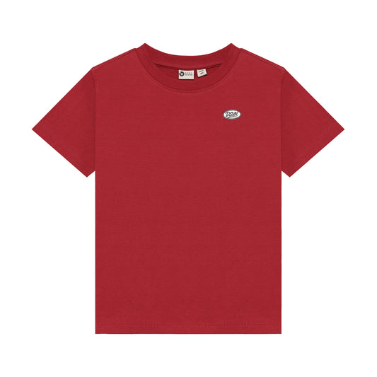 Rotes T-Shirt Basic für Kinder mit kleinem Daily Seven Logo