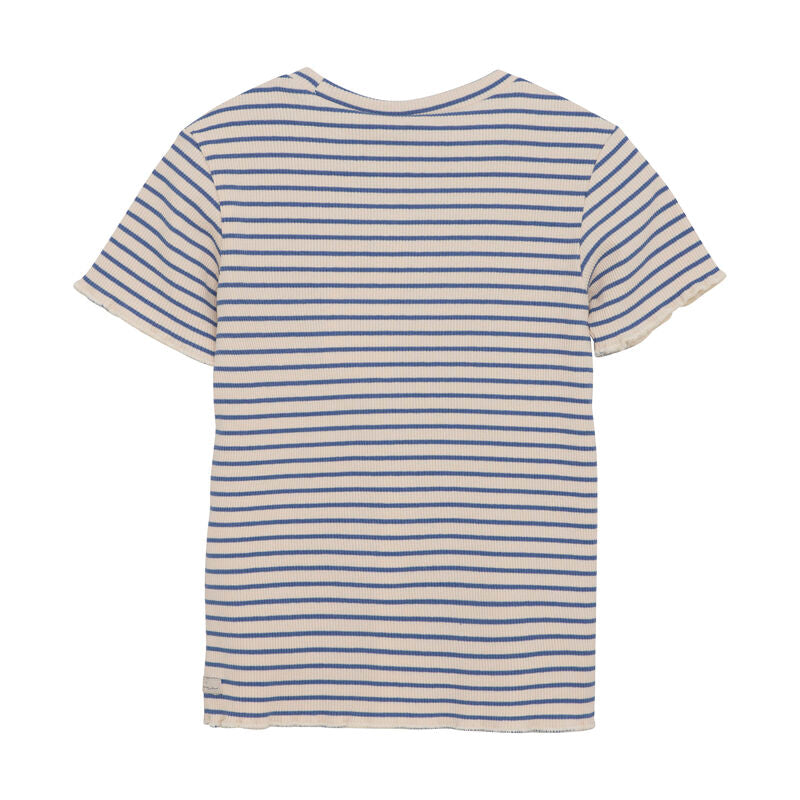 Rückansicht des gestreiften T-Shirts von Daily Seven in Cloud.