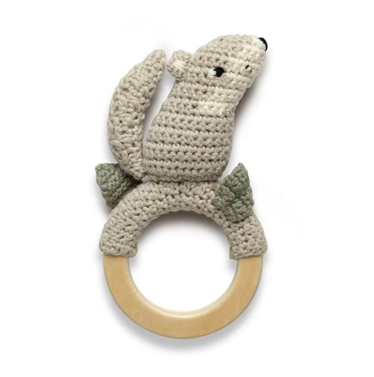 Häkel-Rassel auf Holzring, Moon der Wolf