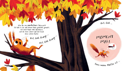 Detailseite mit herbstlichen Waldillustrationen