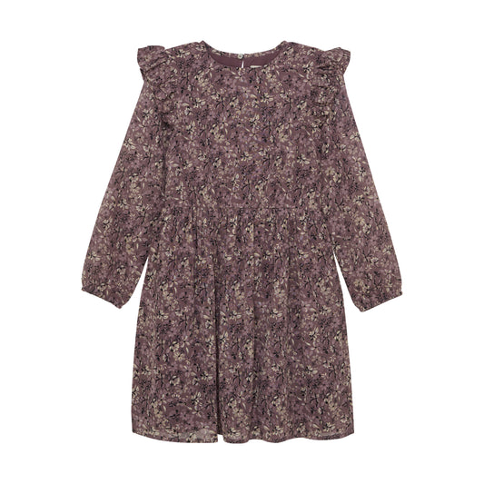 Blumenkleid, lila/gold