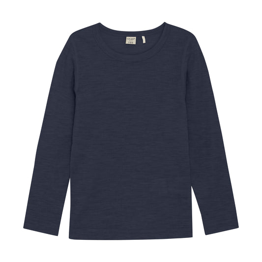 Langarmshirt Merinowolle - blue malange