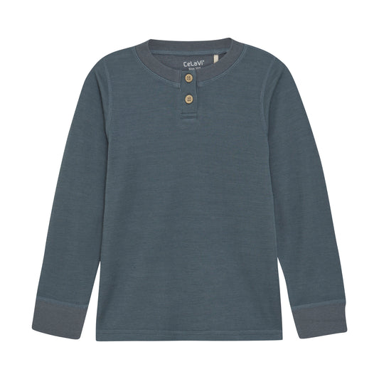 Langarmshirt Wolle/Bambus -stormy blue