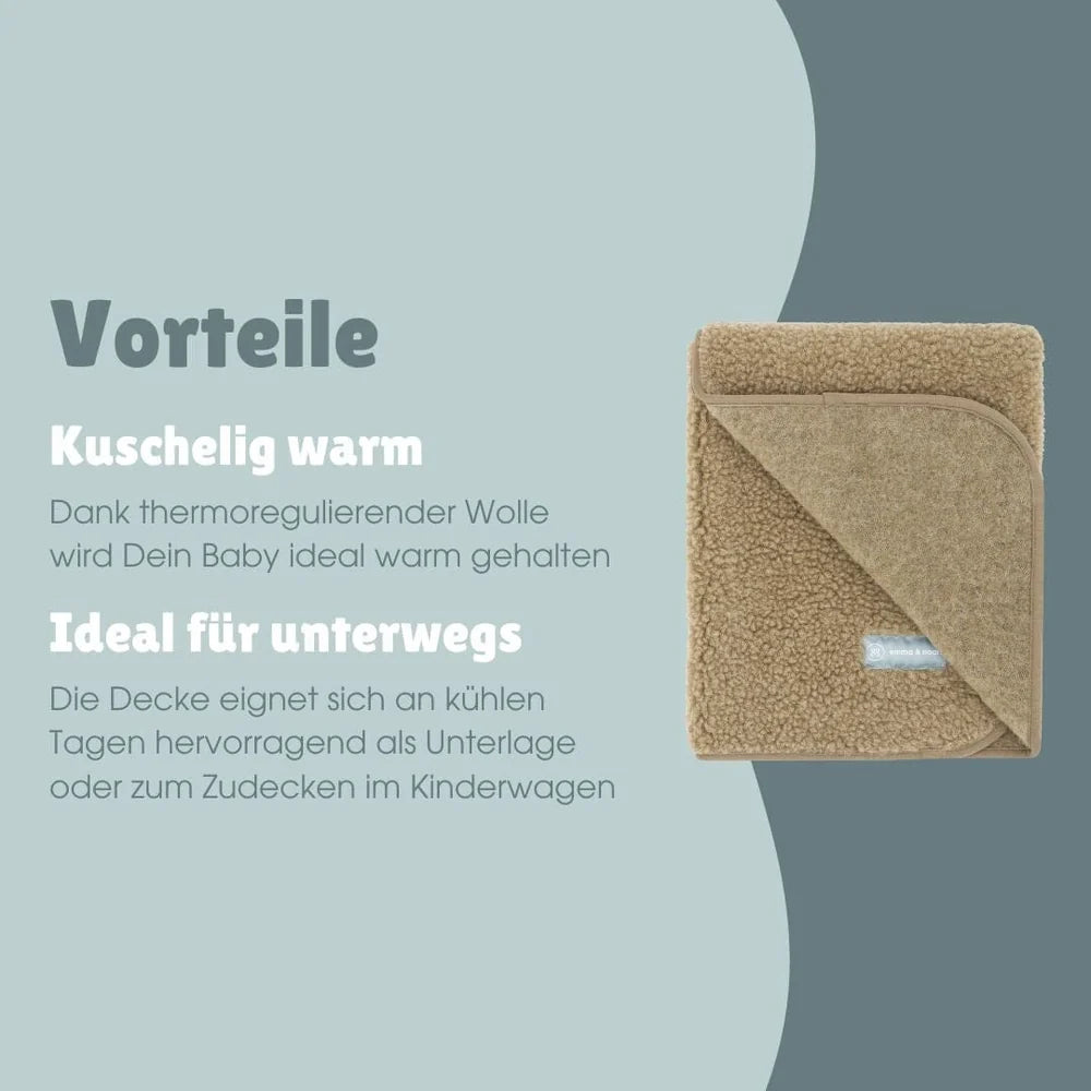 Emma & Noah Merino Babydecke 75 × 95 cm mit weicher Teddystruktur
