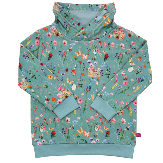 Enfant Terrible Kapuzenpulli aus Baumwollfleece mit buntem Blumenmuster, erhältlich bei Bärechind in Winterthur, Zürich Schweiz.
